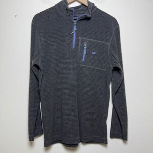 Southern Marsh Mens Quarter Zip Pullover Small Gray FieldTec Waffle Knit Fleece